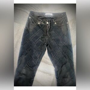 Torn by Ronny Kobo Rare Black Woven Mixed Fabric Jeans new